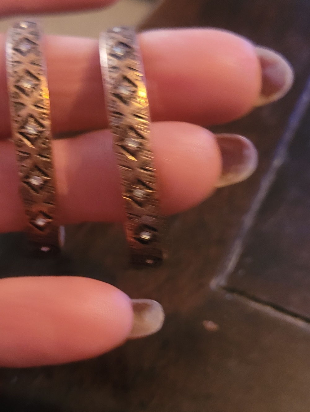 Vintage-Style Bronze Hoop Earrings with Cutout Detail - Brown